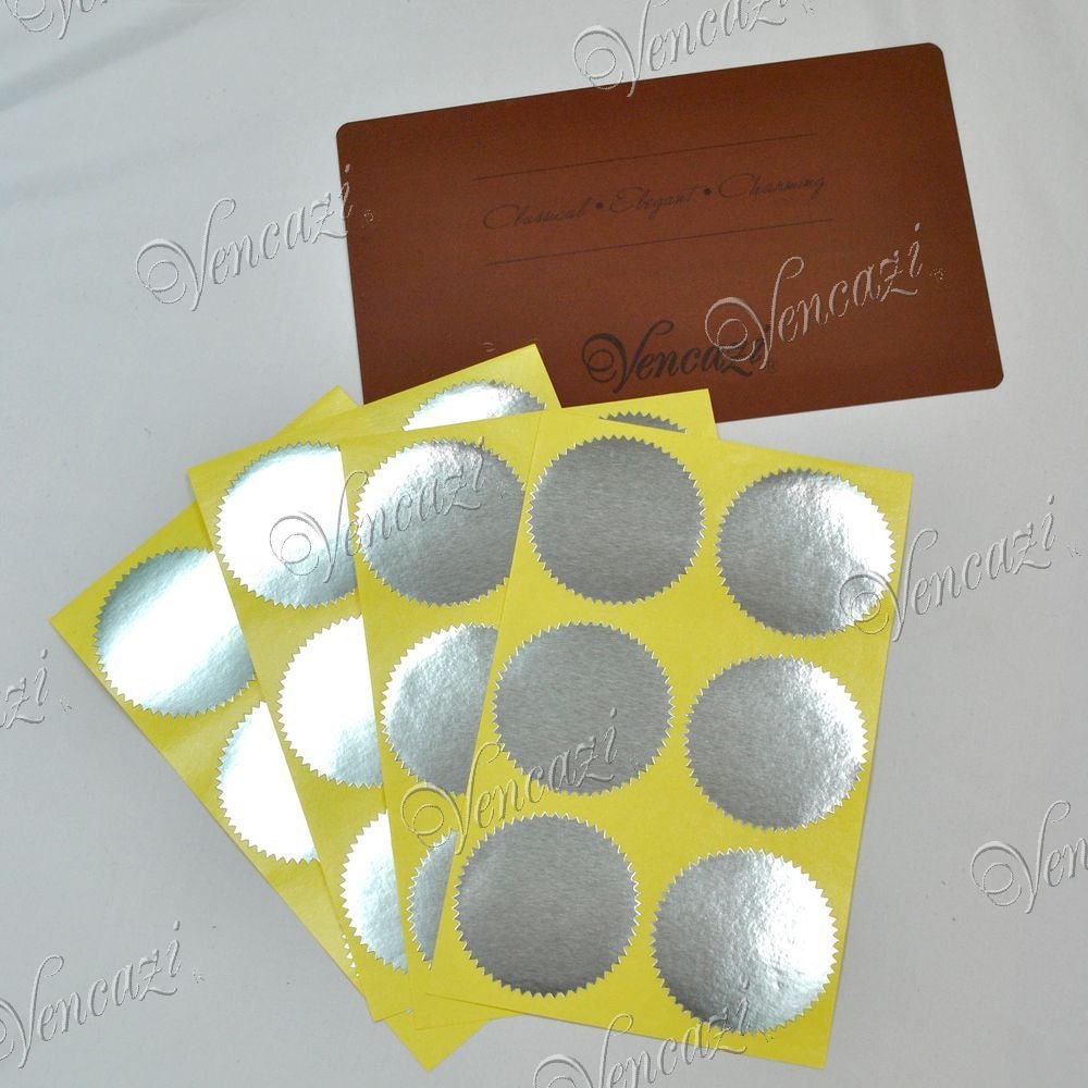 2" Serrated Rd Sticker Label for Embosser- Silver 24pcs (Buy 5 packs plus FREE GIFT)