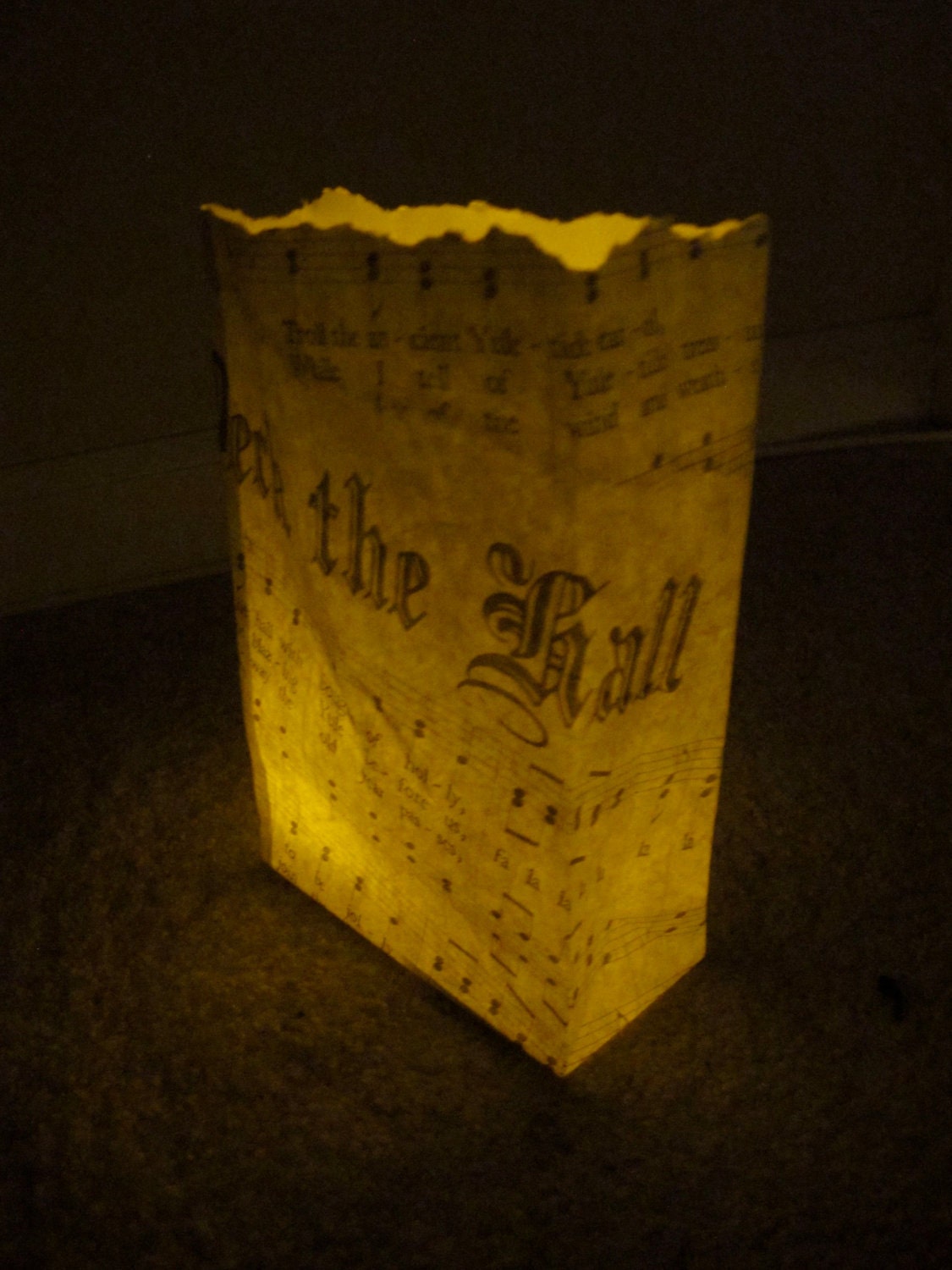 Antiqued Christmas Carol Songbook Pages Luminaria Gift Bags - Deck the Hall - Papercraft Digital Download
