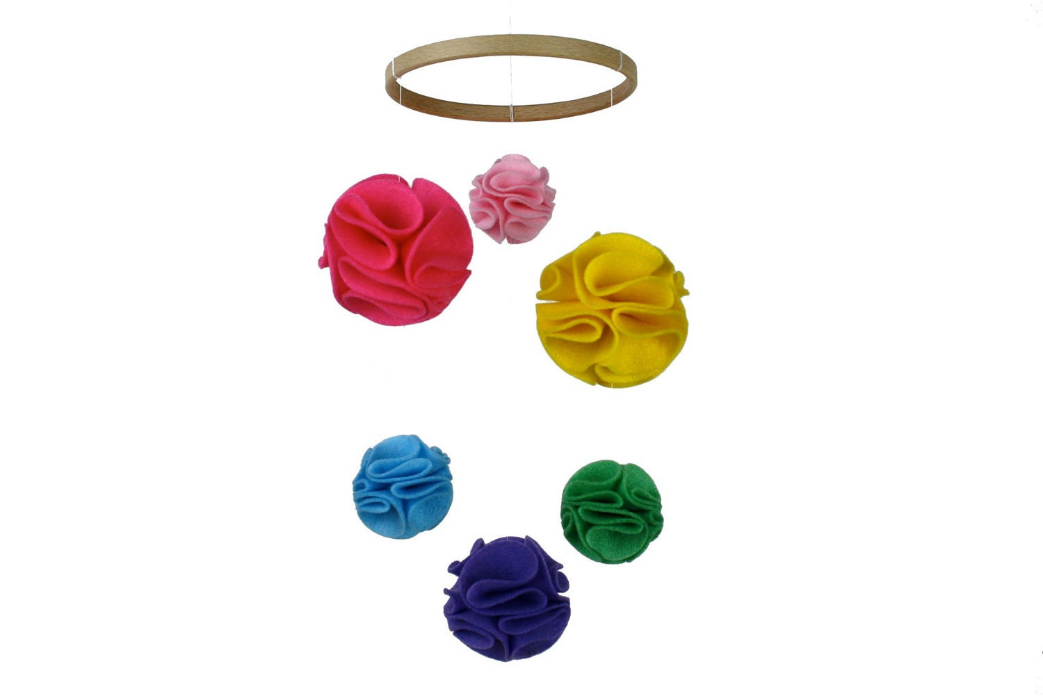 Modern Nursery Mobile - Pom Pom Mobile - Rainbow Mobile - Baby Crib Mobile