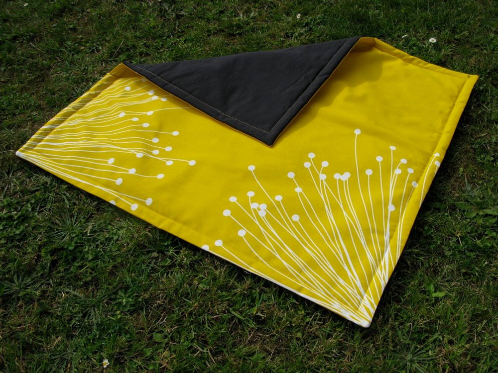 Daycare nap mat or play mat for baby or toddler - yellow and white cotton - IN STOCK