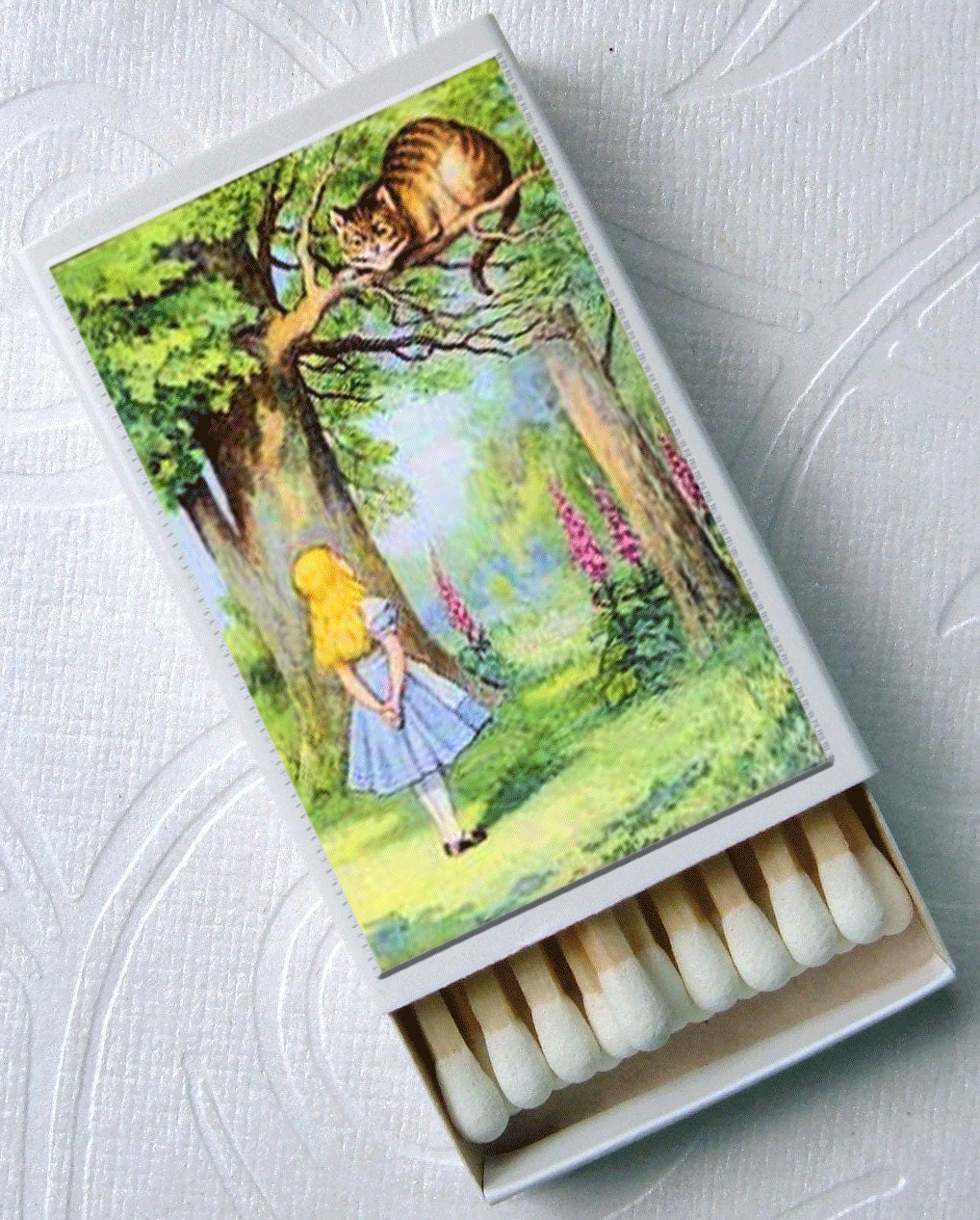 Alice In Wonderland Tea Party Mad Hatter Cheshire Cat Red Queen Set of 4 Match Boxes