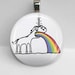 Glass Round Pendant Vomiting Unicorn Weird Cool Funny LEAD FREE Silver Bezel