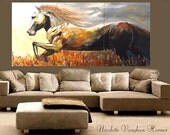 ORIGINAL Custom  Made2order XXLarge   gallery wrap canvas-Contemporary Oil Abstract  Horse painting by Nicolette Vaughan Horner Made2order