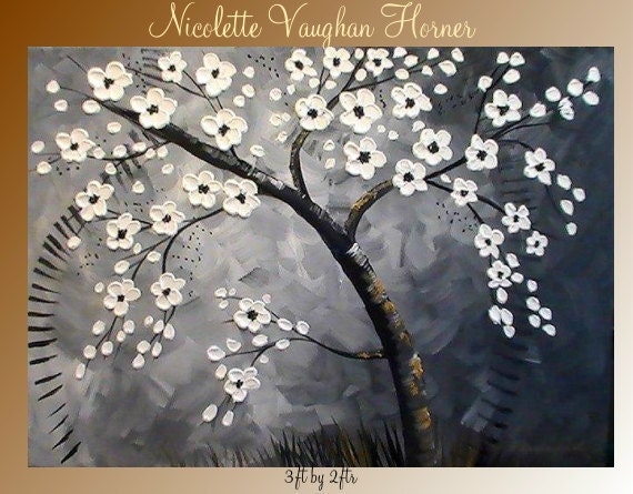 XLarge Original Contemporary modern art Impasto painting 'Shimmering Silver Nights' Nicolette Vaughan Horner