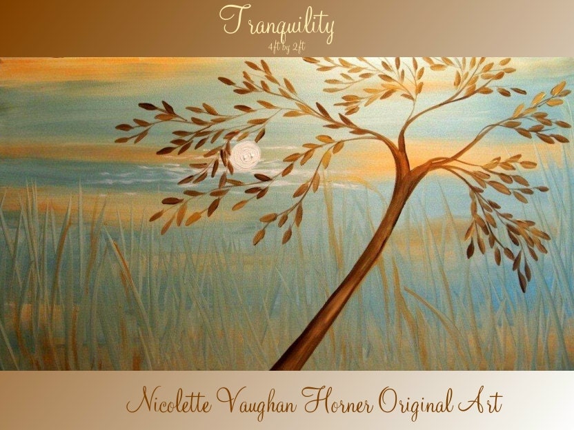ORIGINAL Large 4ft x 2ft gallery wrap canvas-Contemporary oil/acrylic abstract Landscape Trees painting by Nicolette Vaughan Horner