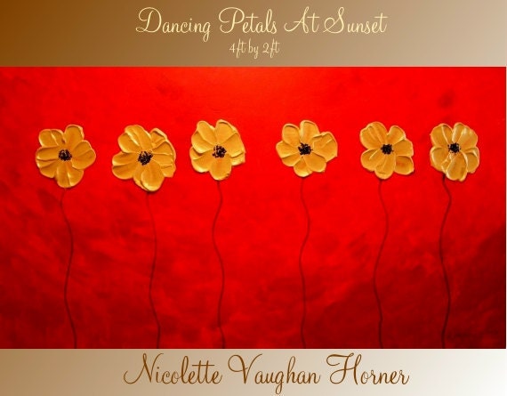 ORIGINAL Large 4ft x 2ft gallery wrap canvas-Contemporary impasto abstract Floral painting by Nicolette Vaughan Horner