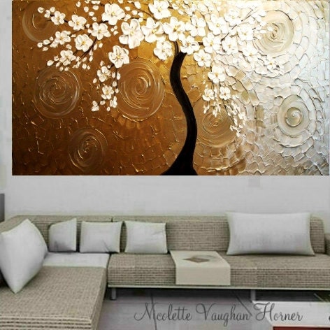 ORIGINAL XLarge 4ft x 2ft gallery wrap canvas-Contemporary impasto abstract floral painting by Nicolette Vaughan Horner Free ship