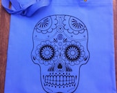 Lavender Dia De Los Muertos Skull Tote