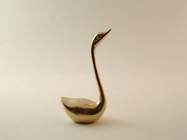 Vintage Brass Swan Figurine
