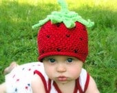 Crochet pattern strawberry beanie hat  - Pattern number 208 Instant Download