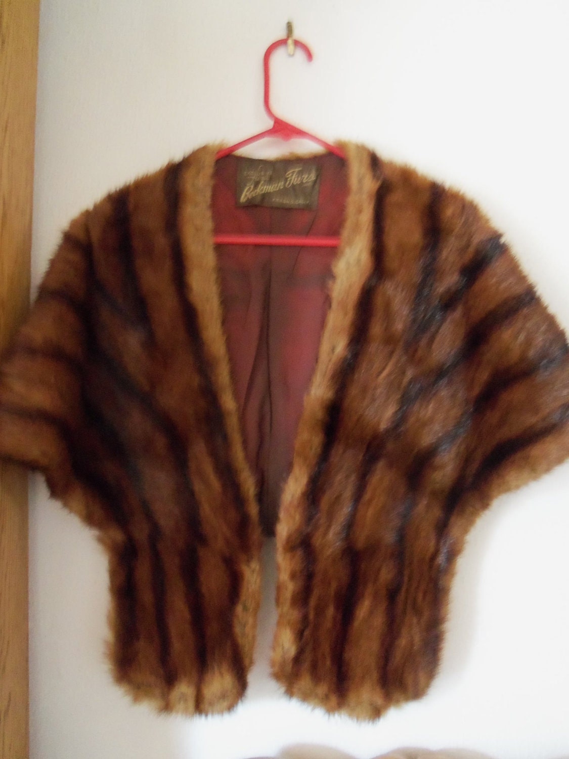 Beckman Real Fur Stole 1930s 1940s Collectible Accessorie Black Tie Formal Mad Men Mod