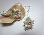 The bridal garden earrings: fresh water pearls, glass, sterling silver