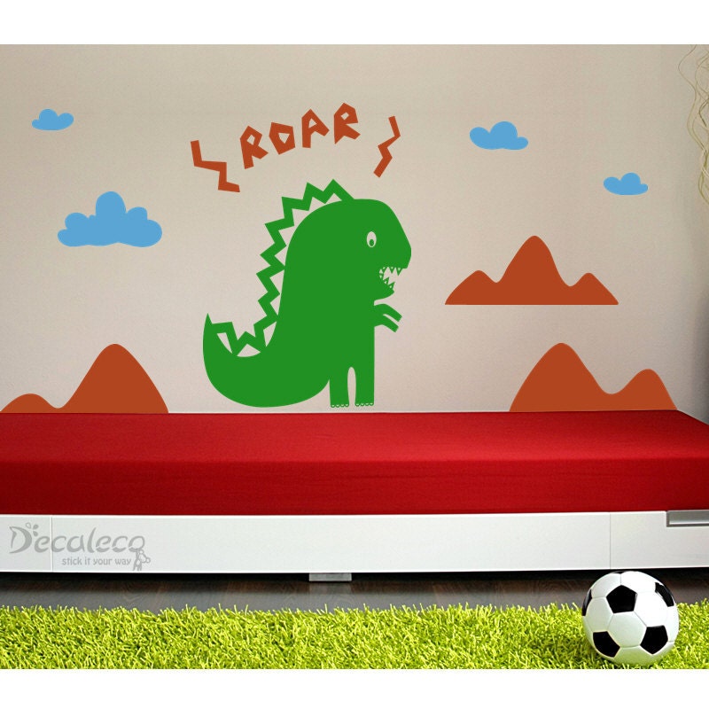 FREE Shipping - Odin the Dinosaur Large Wall Decal (dinosaur vinyl wall stickers for kids rooms, boys rooms, kindergarten, nursery) (SKU030)