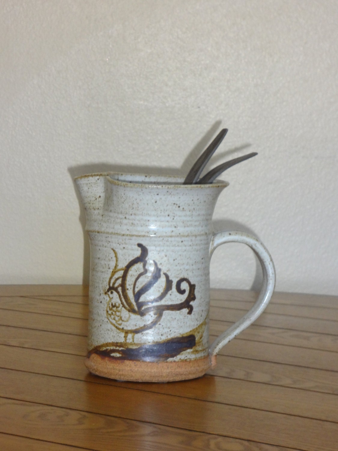 Vintage Stoneware Rooster Pitcher