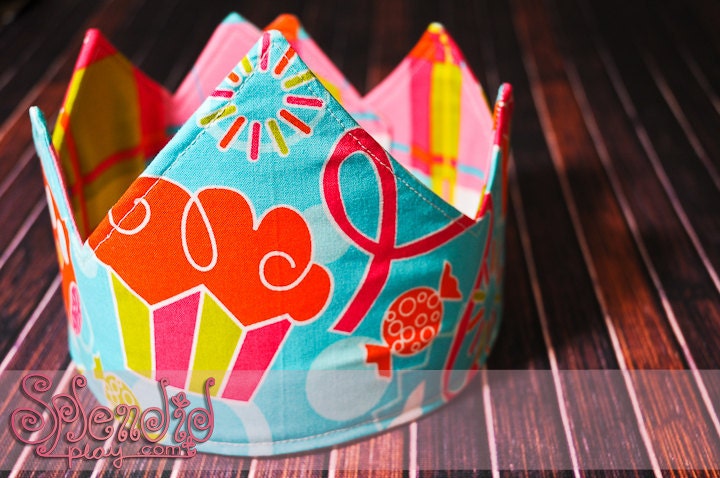 Cupcakes/Owls/Candy and Shapes Reversible Fabric Crown