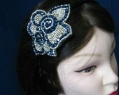Custom Crystal Beads Navy Blue and Gold Headband for Girls or Any Fashionable Woman