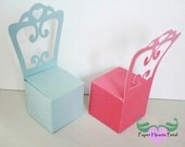 DIY Party, Wedding, Birthdays, & Showers - Fancy Chair Favor Box with Escort Card  - Preassembled option available - 12 boxes per pack