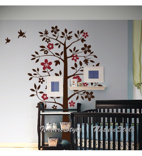 Beautiful Tree with Flying Birds -Vinyl Wall Decal,Sticker,Nature Design