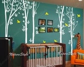 tree decal nursery wall decal baby wall decal children wall decal flying birds decal room decal-Tree with Flying Birds