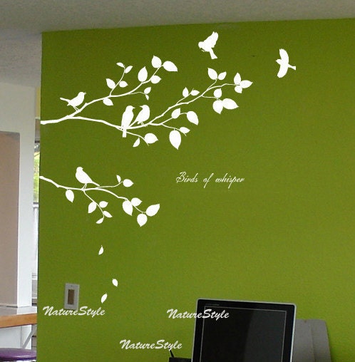 Two Branches with Flying Birds -Vinyl Wall Decal,Sticker,Nature Design