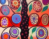Ambrosino Art PRINT Tropical Mexican Folk Art  Flower Trees