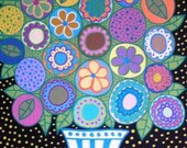 Ambrosino Art PRINT Bright Mexican  Folk Art Pastel Flowers