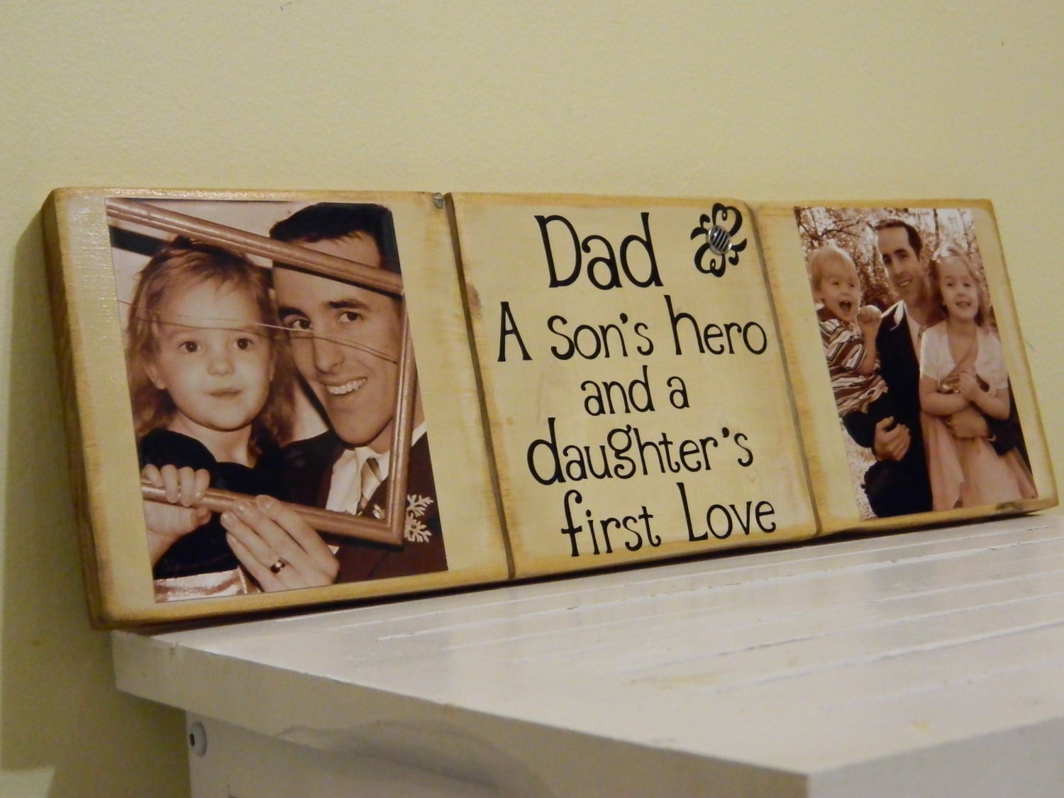 Personalized Father gift for Christmas birthday Dad a sons hero and a daughters first love wooden sign last day to order June 1