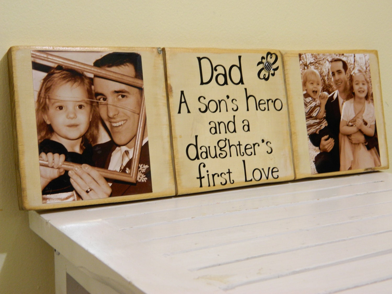 Personalized Father gift for Christmas birthday Dad a sons hero and a daughters first love wooden sign last day to order June 1