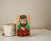 JOURNAL - LUMBERJACK with trees MALE pocket-sized sketchbook Linocut