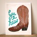 WALL Art COWBOY Boots YeeHaw LINOCUT, 11 x 14, Children's Decor, Bathroom Art, Mudroom Art, Cowboy Art