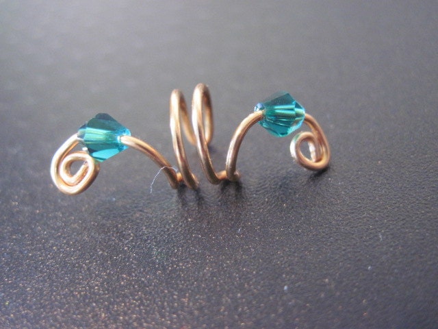 No Piercing "Crystal Double Up" Ear Cuff for Cartilage Helix Handmade 1 Cuff Color Choices