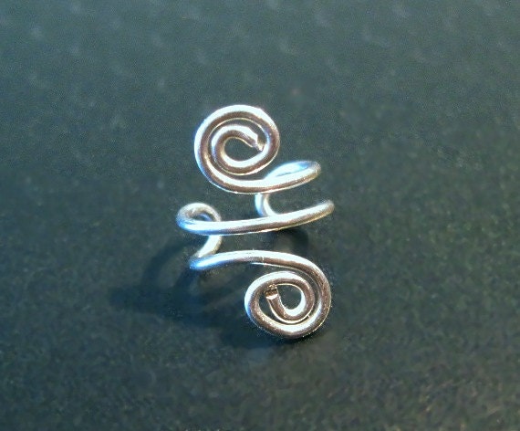 No Piercing Sterling Silver Handmade Helix Cuff Ear Cuff "Spiral Up" Swirls