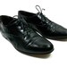 Black Leather Mens shoes size 10 // oxford // dress // lace up // wing tip // 1980s