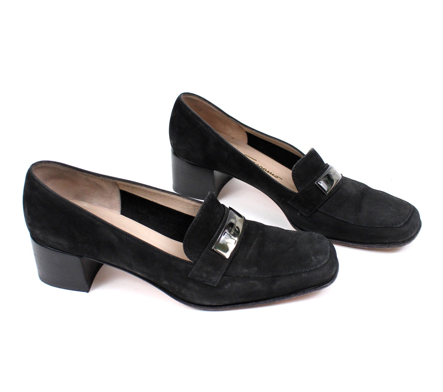RESERVED // FERRAGAMO Platform Heel Chunky Leather Slip On Loafers / Womens size 8 1/2