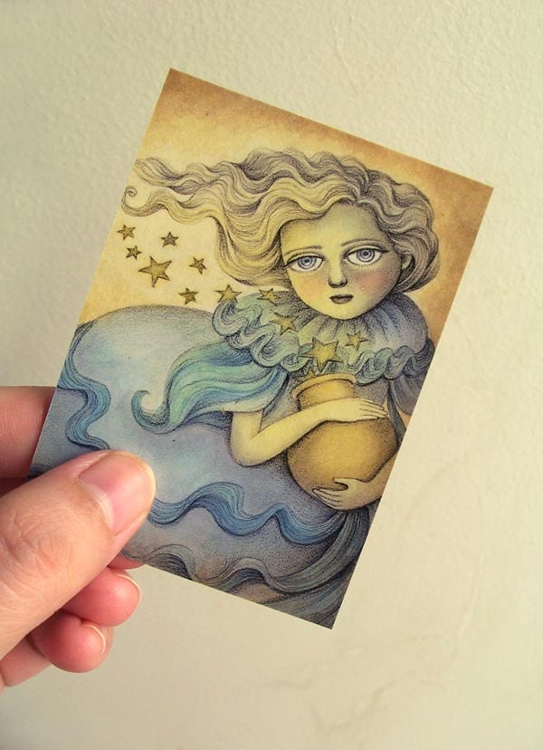 ACEO ATC Limited Edition Print (50 prints) - Andromeda the Stars Keeper by Amalia K