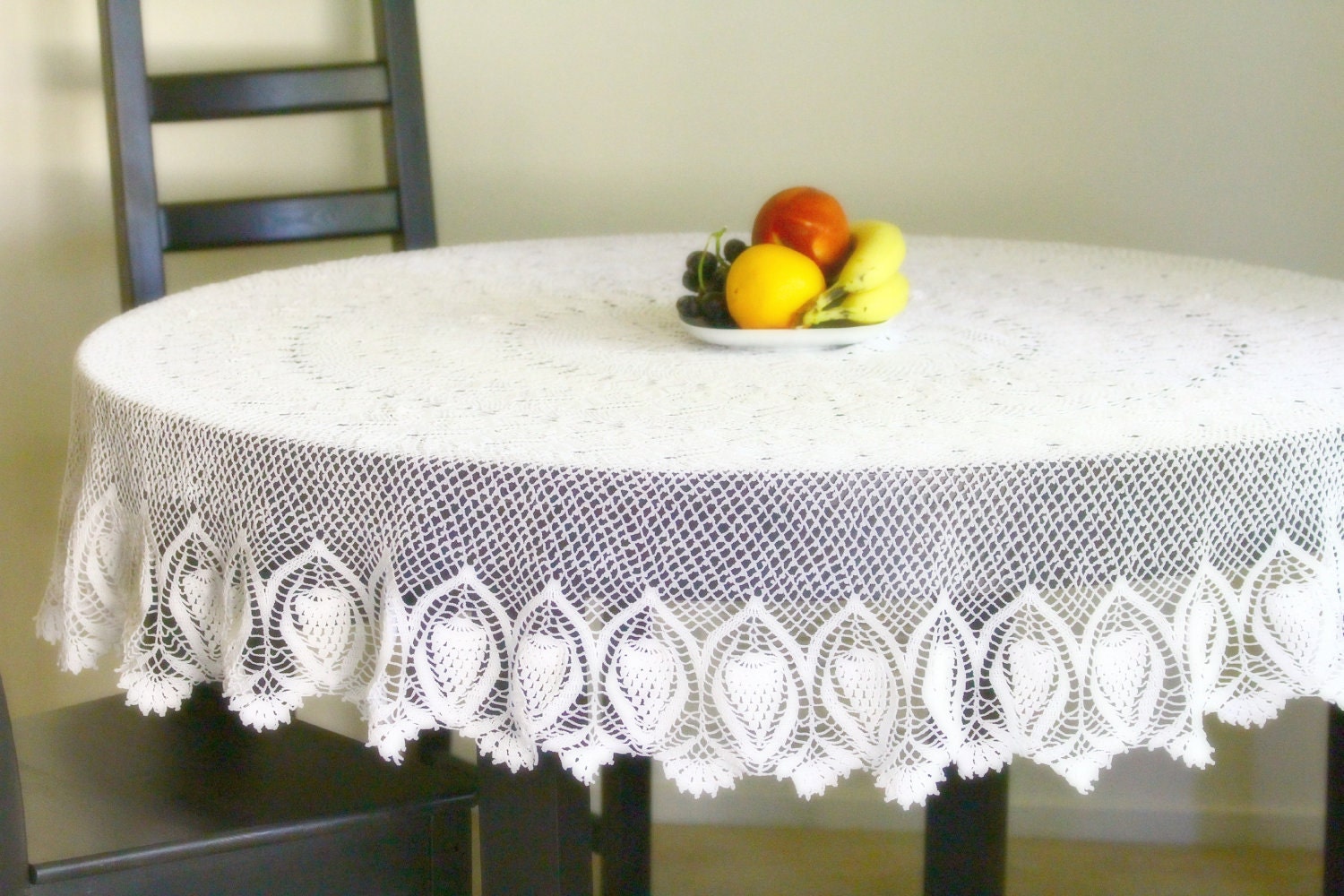 Hand crochet cotton white round lace tablecloth free shipping vintage style