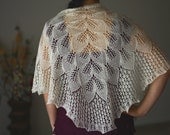 Hand knit shawl lace in vanilla white gift for her - Made to order