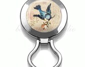 Bluebird and Rose Magnetic Eyeglass Holder Brooch Pin ID Badge Holder