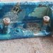 Small Turquoise Steampunk Collage Wall Shelf