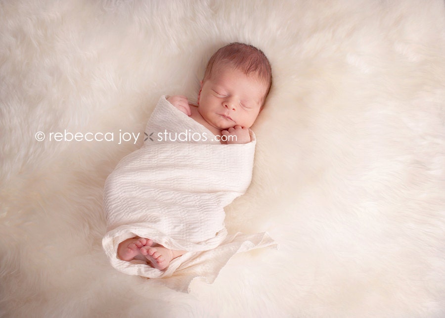 Smocked JERSEY KNIT Wrap - Soft Cream - Newborn Photo Prop - newborn wrap, swaddle, photography