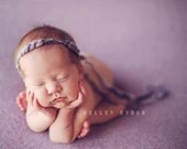 the Pixie : Newborn Headband  -Lavender - Newborn Photo Prop -  halo, blanket, wrap, flower headband