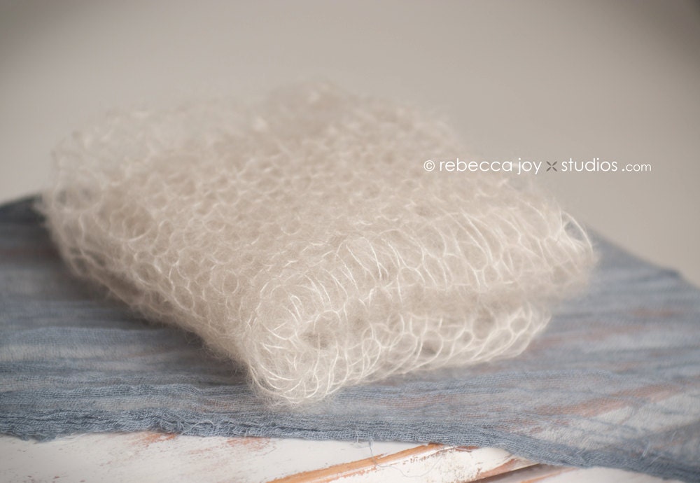 Mohair & Silk KNIT wrap - Light Beige -Newborn Photo Prop -  cocoon, nest, bowl, maternity, photography