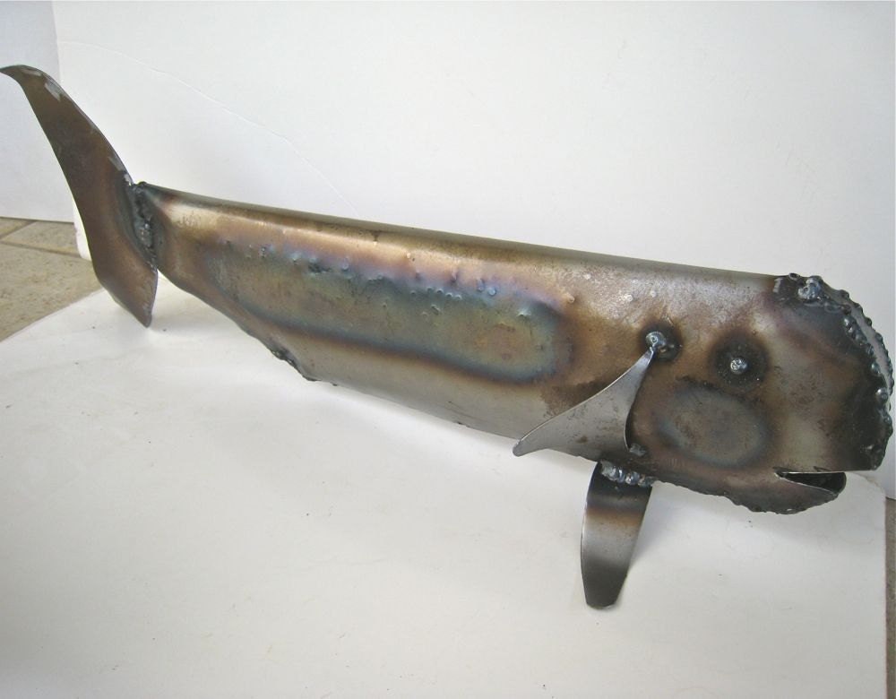 Metal fish sculpture whimisical Happy Fins Barney OOAK