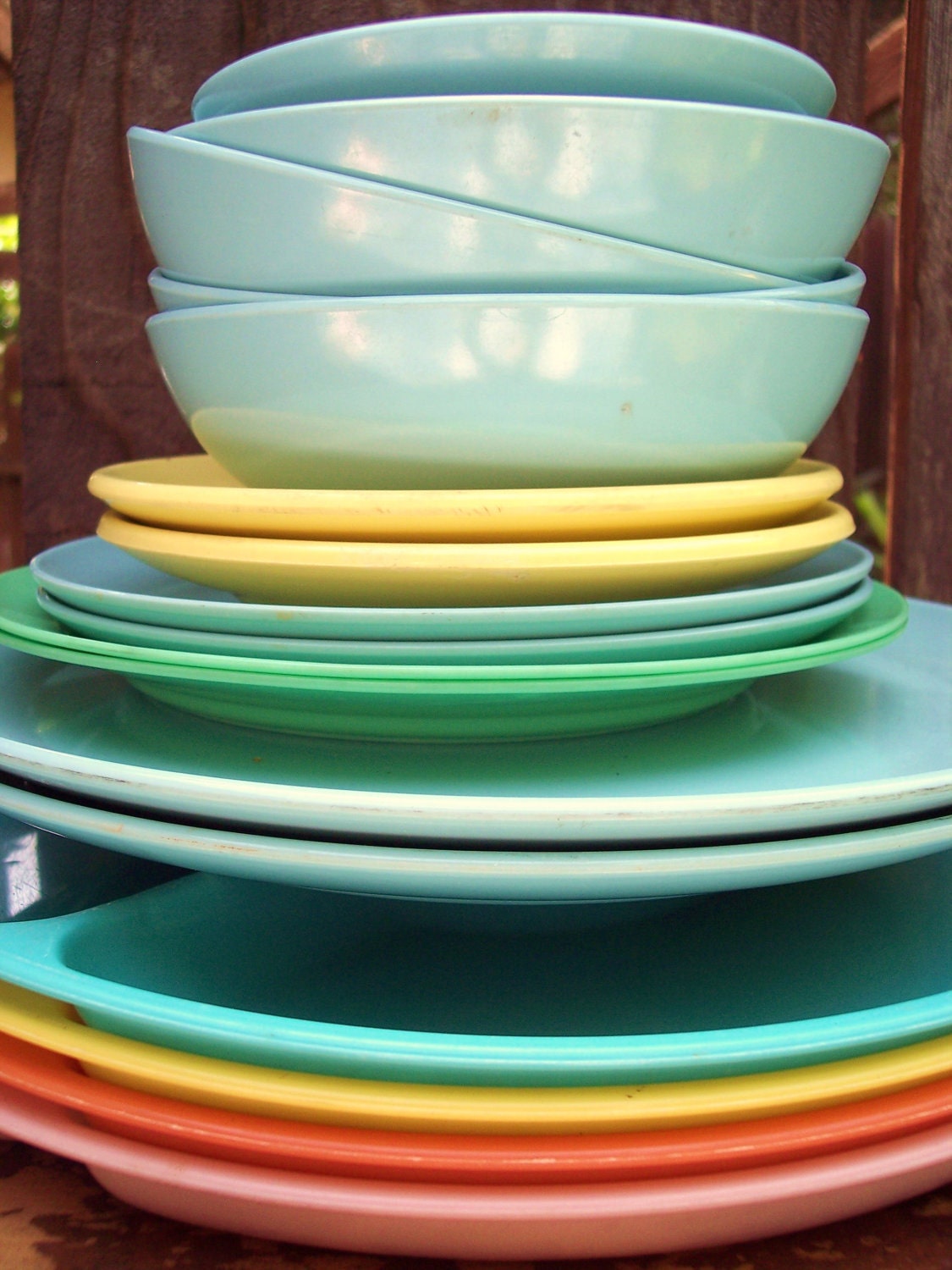Pastel Rainbow Melamine Dishes by lostandfoundCA on Etsy