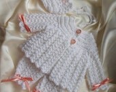 Matinee Set 'Just Peachy' Silky Yarn Peachy Ribbons Unique OOAK Design