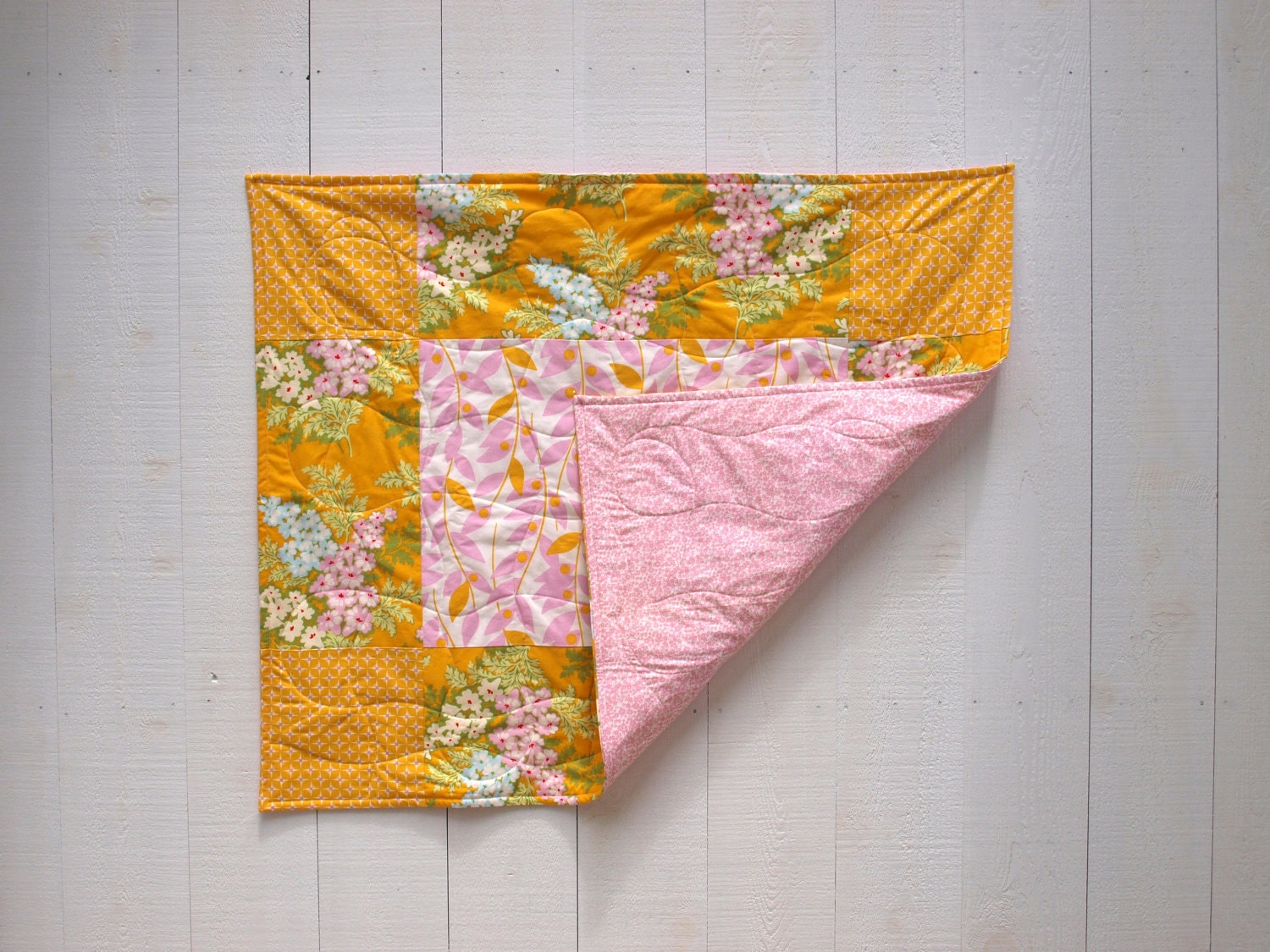 baby quilt girl bright floral