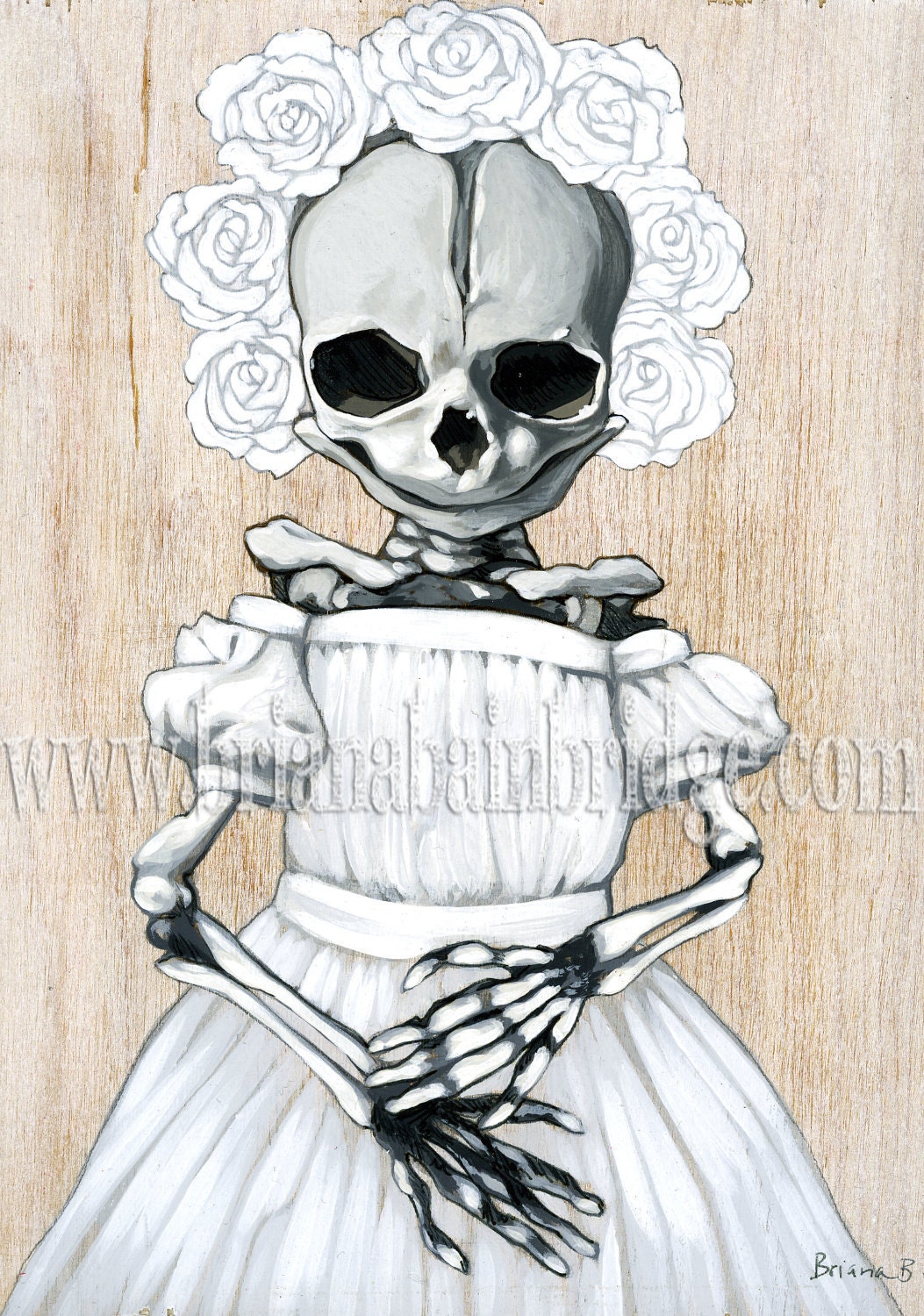 Memento Mori - baby skeleton portrait. Signed print.