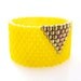 Yellow Beaded Ring, Gold Triangle Ring, Geometric Ring, Bold Statement Ring, Gold Triangle Ring, Cleopatra Style, OOAK by JeannieRichard