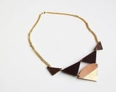 Brown, Tan, and Gold Multiple Triangle Linked Necklace by Cre8tivesoul
