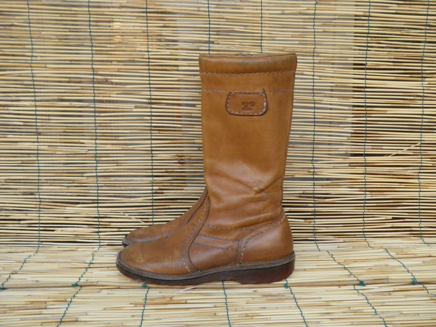 Vintage Lady's Natural Leather Zip Up Boots Size EUR 37/ US Woman 6 1/2